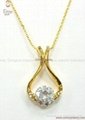 Noble Bride Sterling Silver CZ jewelry Pendant with 14K gold plating