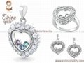 2015 Hot Sale Sweet Heart 925 Sterling Silver CZ jewelry set with clear CZ stone