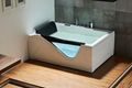 Alanbro high quality freestanding luxury whirlpool massage glass window bathtub 2