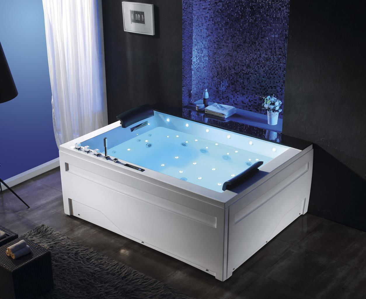 2 person massage spa bath with touch screen panel steam bathtub whirlpol