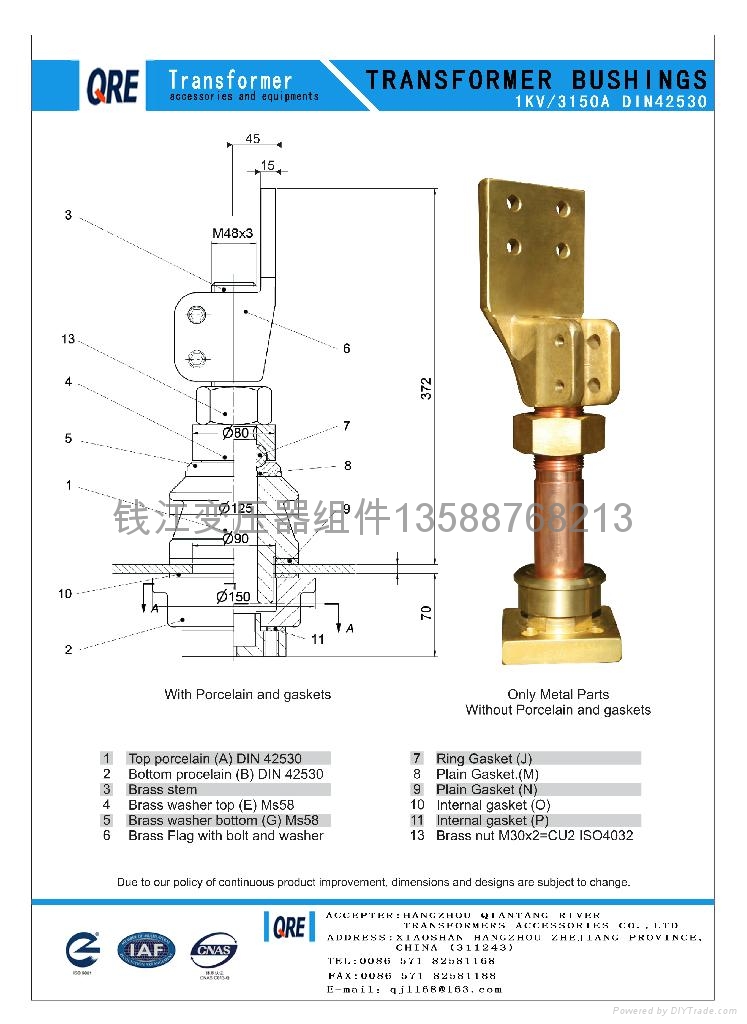 Brass conductive M12 qianjiang (China Manufacturer) Power