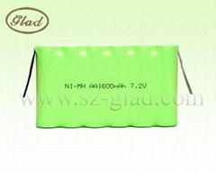 Supply 1600mAh AA Ni-MH Battery Pack 7.2v with 2pin 