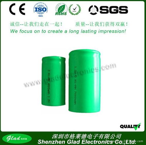 Size D 12V 8000~10000mAh rechargeable Ni-MH batteries 2