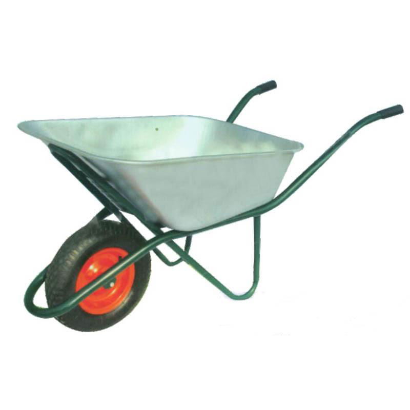 100L GALVANIZED TRAY WHEELBARROW WB6418 WITH RUBBER WHEEL