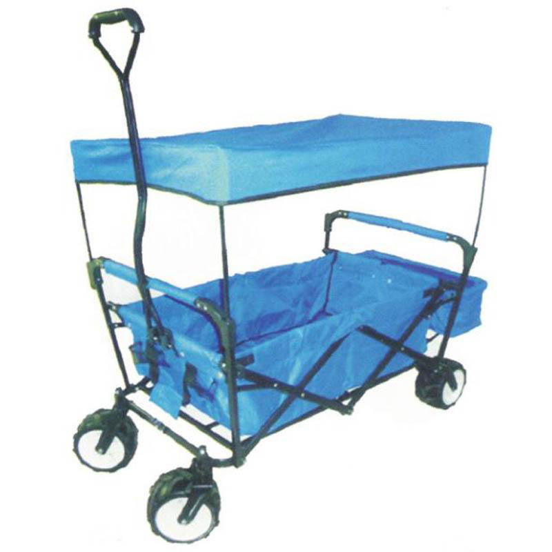 GARDENING FOLDING WAGON WITH TENT AND PU FOAM WHEEL 2