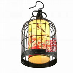 中式羊皮鐵藝鳥籠吊燈