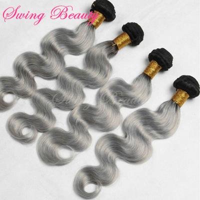 100% Raw Hair Virgin Remy Hair Weft Extensions Ombre Color 3