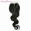 Brazilian Virgin Human  Hair Lace Closure With Baby Hair 4x4 Remy 3