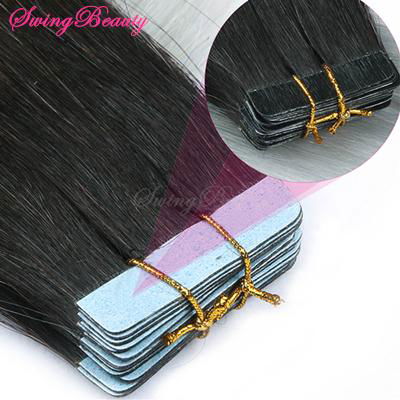 Tape on PU Skin Weft Remy Human Hair Extensions Super Strong Adhesive Tapes 2