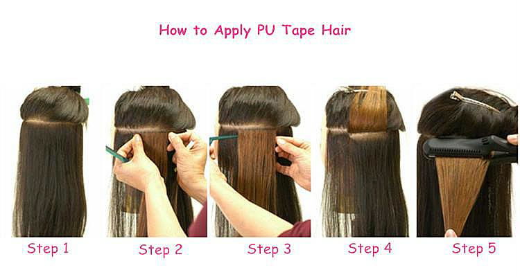 Tape on PU Skin Weft Remy Human Hair Extensions Super Strong Adhesive Tapes 4