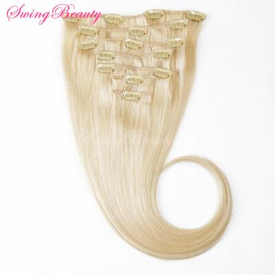 Clip in Natural European Natural Blonde Human Hair Extensions 