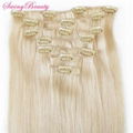 Clip in Natural European Natural Blonde Human Hair Extensions  2