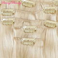 Clip in Natural European Natural Blonde Human Hair Extensions 