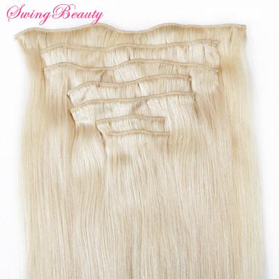 Clip in Natural European Natural Blonde Human Hair Extensions  5