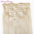 Clip in Natural European Natural Blonde Human Hair Extensions  5