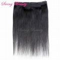 Flip in Natural Human Hair Extensions 1B# Straight Remy Hair