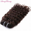 100% Virgin Raw Cuticle Remy Hair Weft Extension Deep Curly Natural Brown Hairs 3