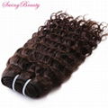 100% Virgin Raw Cuticle Remy Hair Weft Extension Deep Curly Natural Brown Hairs