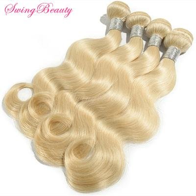 Natural Blond Human Hair Weaving Extensions Full Hair End Cheap Price