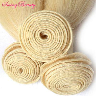 Natural Blond Human Hair Weaving Extensions Full Hair End Cheap Price 5