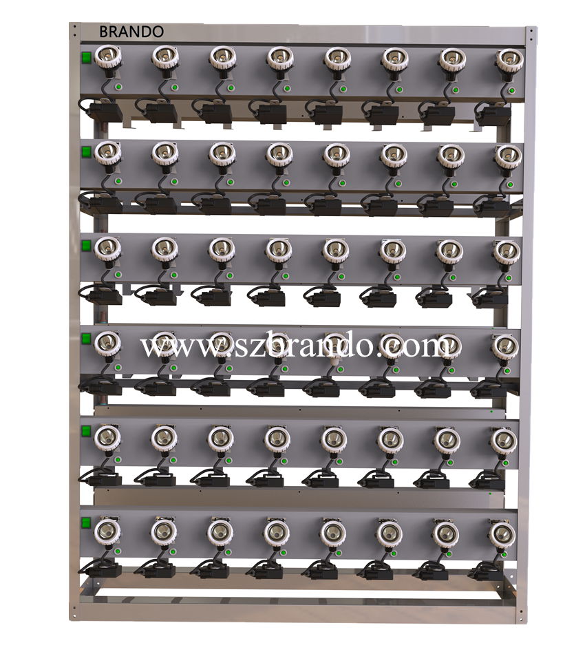 BRANDO New Design 96units LED Cap Lamp Charger Racks with detachable modular 3