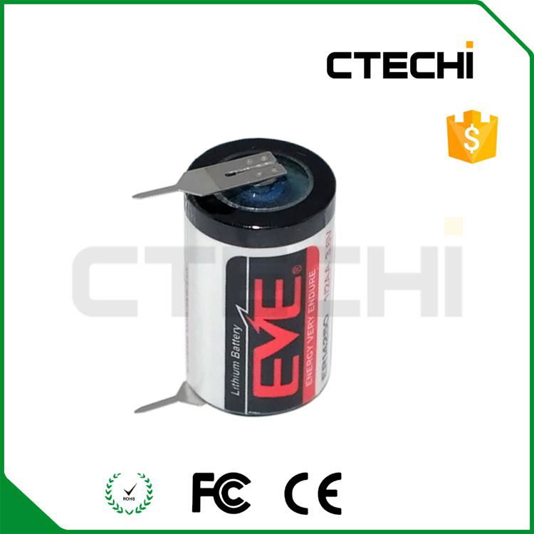 EVE ER14250 3.6V lithium battery with solder tabs