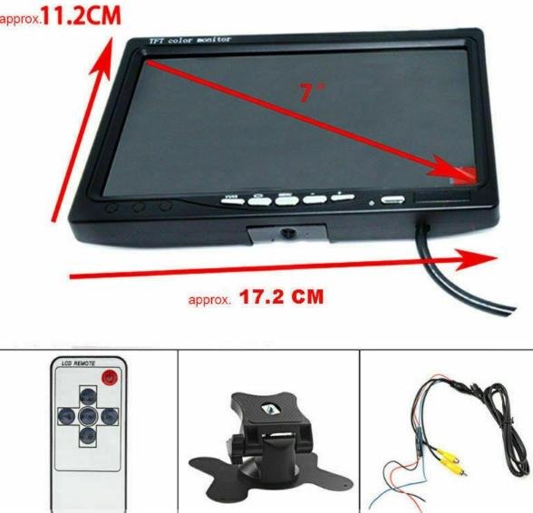 7'' inch TFT LCD Color Screen 2 Video Input Car Rear View Camera DVD VCR Monitor 5