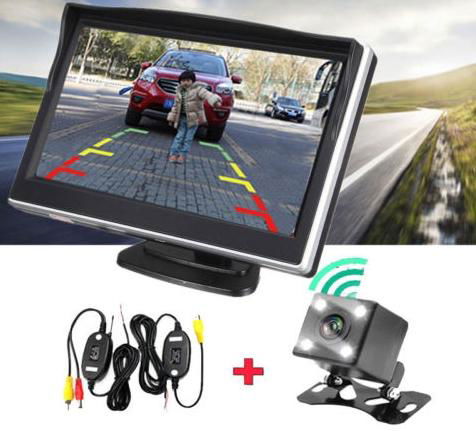 5'' LCD Car Rear View Monitor Wireless Kit Reverse Backup IR Night Vision Camera 2