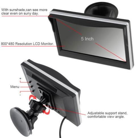 5'' LCD Car Rear View Monitor Wireless Kit Reverse Backup IR Night Vision Camera 4