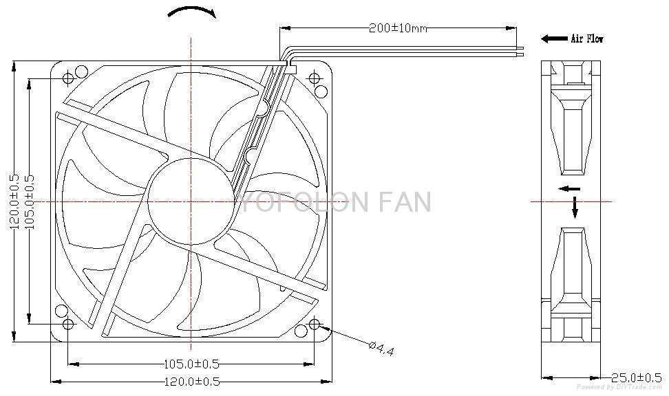120x120x25mm LED Board DC Cooling Fan 5V/12V axial flow fan 3
