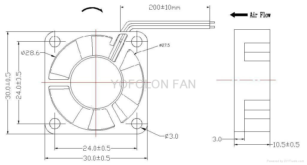 30x30x10mm Mini DC Axial Cooling Fan High speed 12V micro fan 3