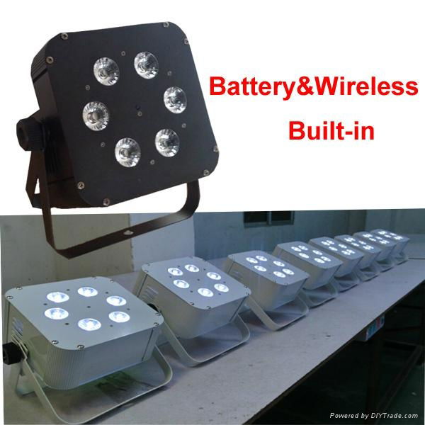 6in1 RGBWAUV battery flat led par64 dj lights 2