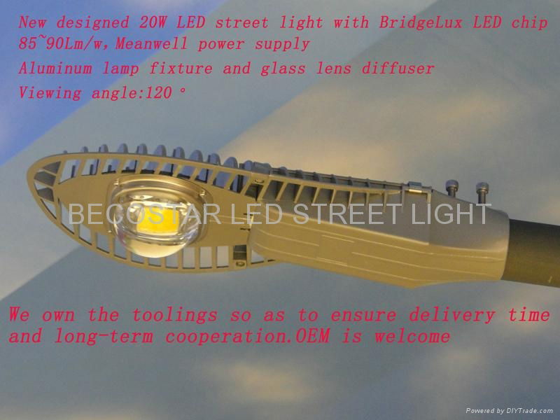 NEW Designed CE RoHs 30W LED street light with meanwell power supply 100Lm/w