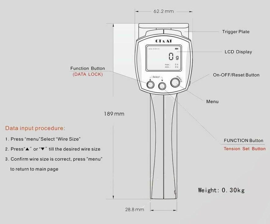 Digital tension meter T2-01-200 for wire copper, yarn, fibers  2