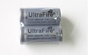 UltraFire 16340 CR123 battery with 3.7V 880mAH 5