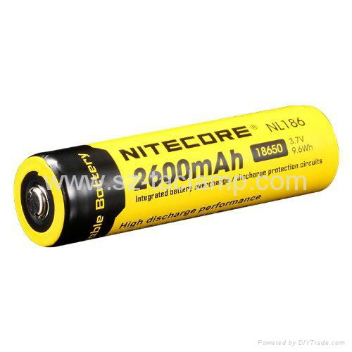 NITECORE 18650 3.7V NL186 2600mAh Rechargeable Li-ion Batteries Protected 