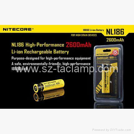 NITECORE 18650 3.7V NL186 2600mAh Rechargeable Li-ion Batteries Protected  2