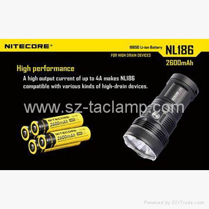 NITECORE 18650 3.7V NL186 2600mAh Rechargeable Li-ion Batteries Protected  3