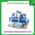 Round Hat Printed Paper Jewelry gift Box with Ribbon 2