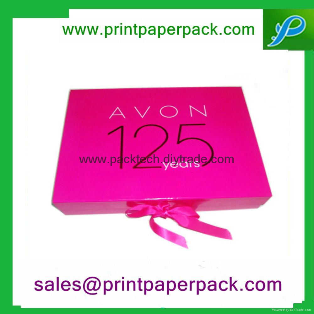 Round Hat Printed Paper Jewelry gift Box with Ribbon 3