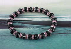 WHOLESALE!Mixed color Rhinestone Rondelle Black Crystal Bracelet #20313-#20318