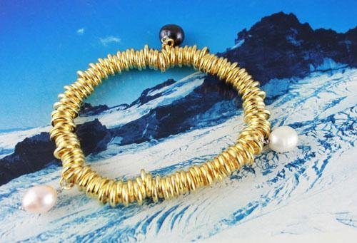 WHOLESALE! Pearl Charm Silver plate/Golden link bracelet  3