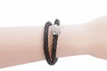 New Stylish Leather Punk Rhinestone Magnet Clasp Bracelet Bangle 2