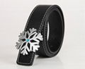 Fashion Silver Christmas Snowflake Buckle Genuine Leather Belt Waistband 2