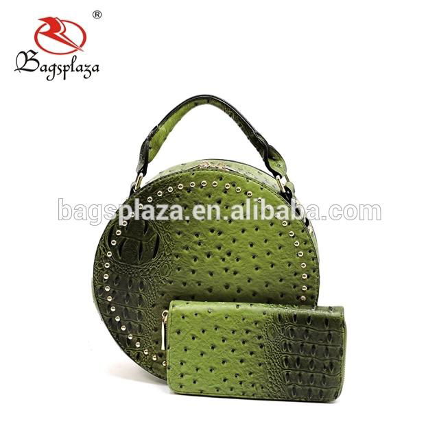 Guangzhou manufacturer custom beaded ostrich women bag handbag designer round ba