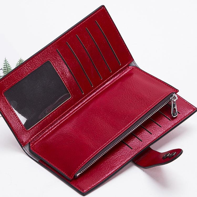 Latest ladies purse wallets genuine leather women wallet chain front pocket priv 3