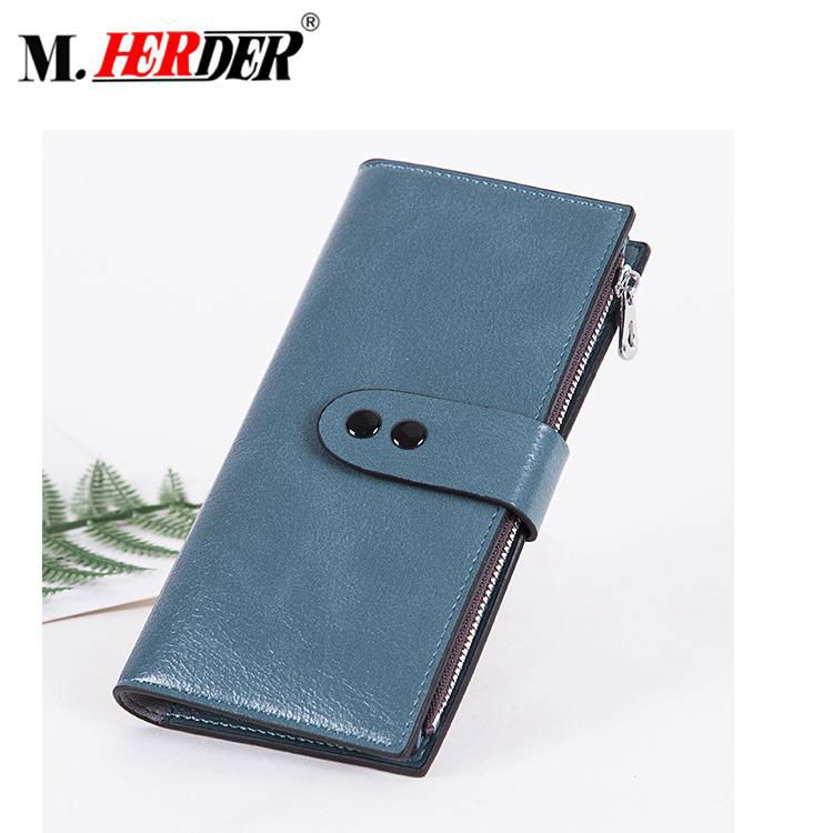 Latest ladies purse wallets genuine leather women wallet chain front pocket priv 2