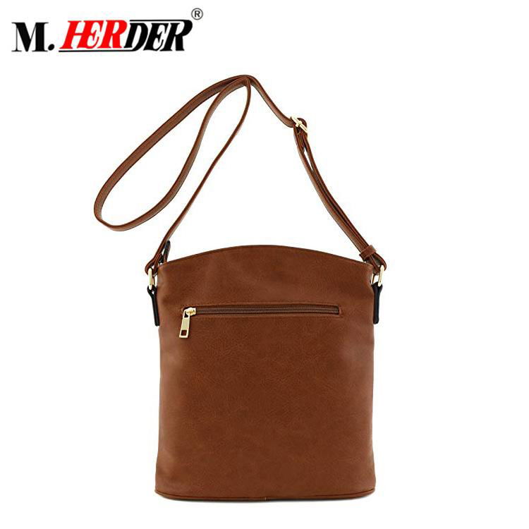 Guangzhou supplier hot sell fashionable brown leather women shoulder bag  2