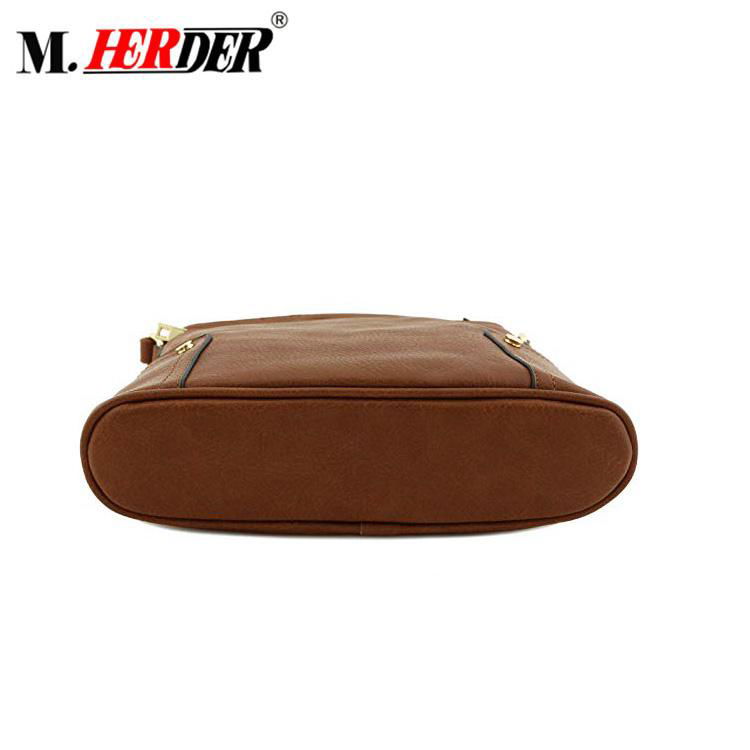 Guangzhou supplier hot sell fashionable brown leather women shoulder bag  3