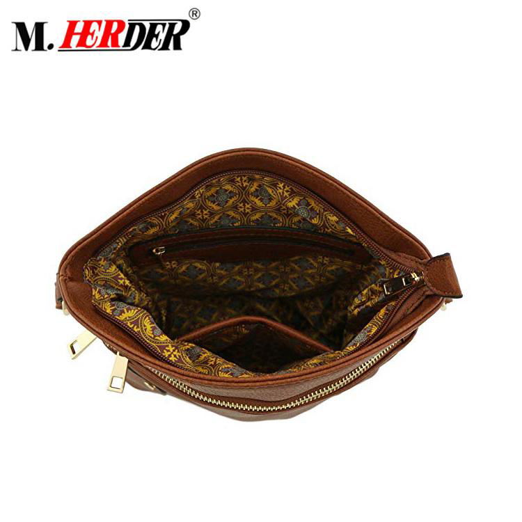 Guangzhou supplier hot sell fashionable brown leather women shoulder bag  4